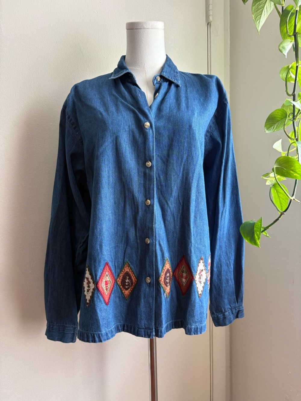 vintage 90s vanderbilt embroidered denim short sleeve long sleeve